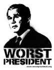 Download 'Worst President Ever' free printable anti-Bush poster artwork.