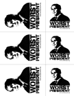 Download 'Worst President Ever' free printable anti-Bush 6-up sticker artwork.